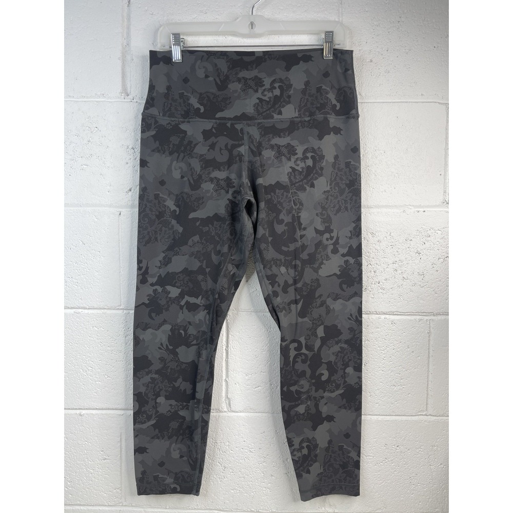 Lululemon Wunder Train High Rise Leggings Size XL Floral Camo Grey Silver